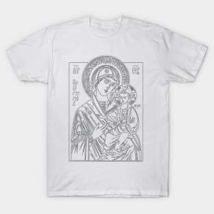 Icon of Virgin Mary and Jesus (white background) T-Shirt